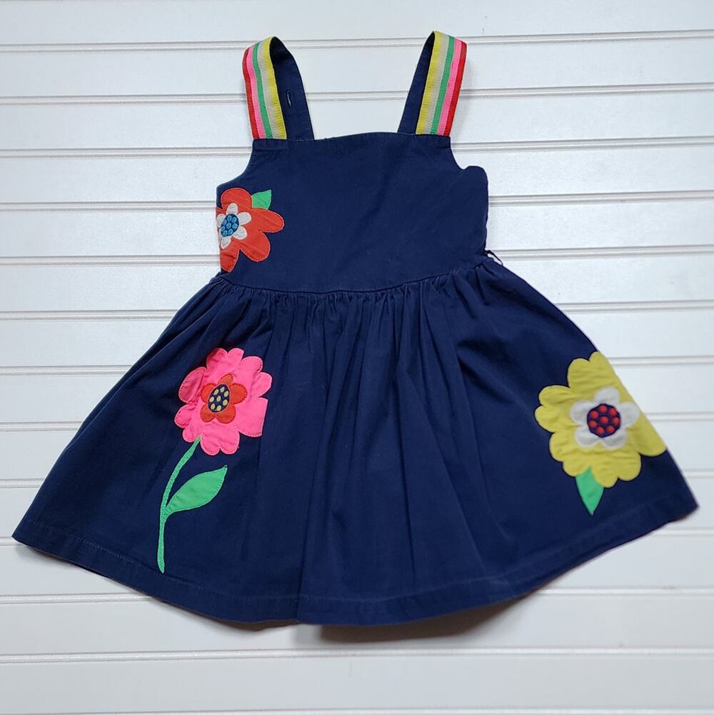 Mini Boden Girls Navy Floral Applique Sundress Size 2-3Y